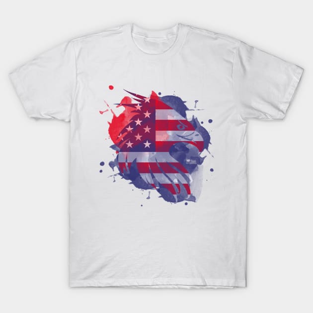 American Flag and Eagle Art T-Shirt by ArtMichalS